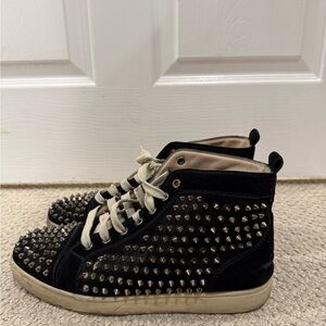 Christian Louboutin, black suede spiked sneaker